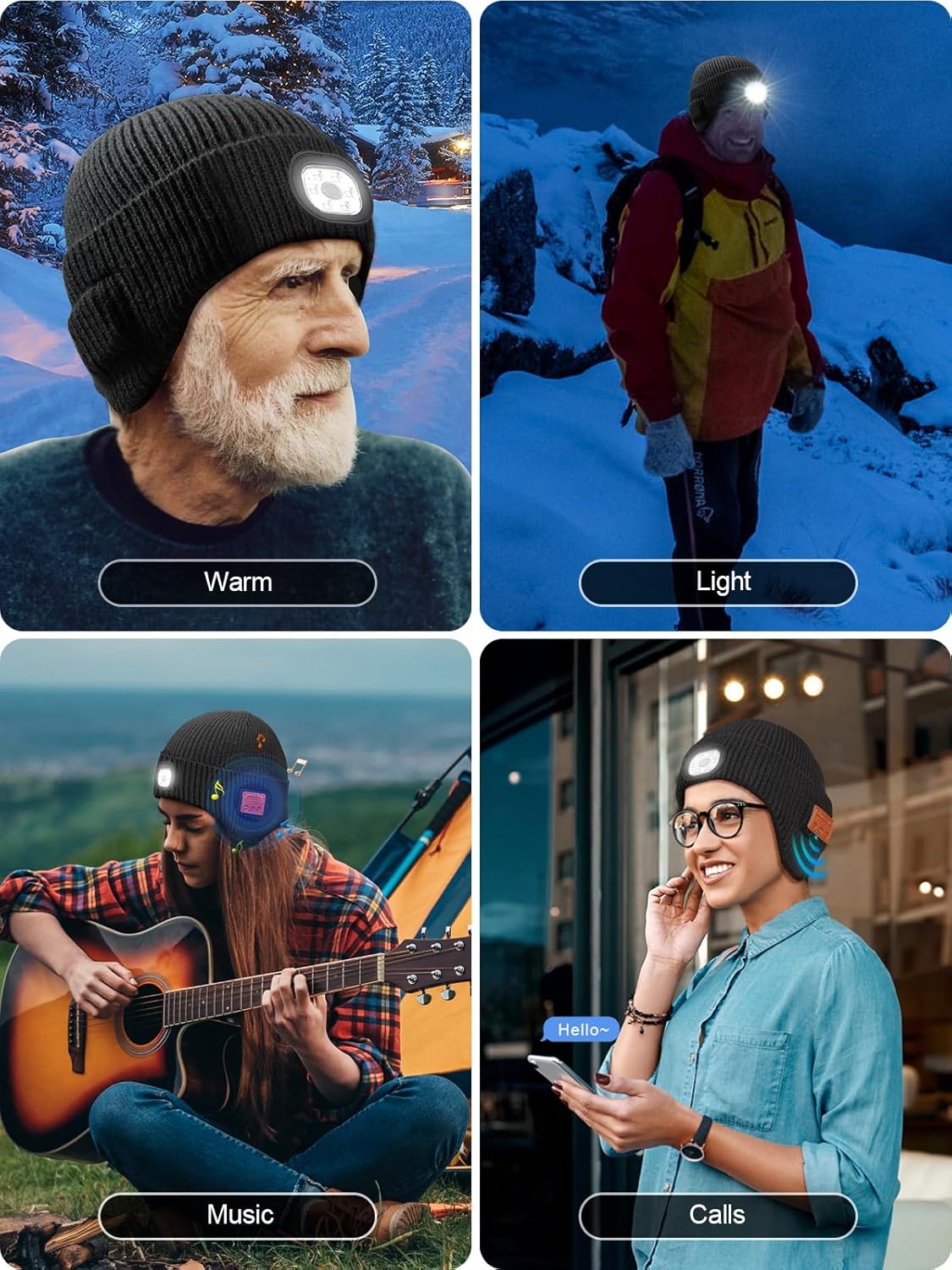 Valentines Day Gifts for Him, Valentine Gifts for Men, Mens Gift Cool Gadgets, LED Bluetooth Beanie with Light for Men - Image 8