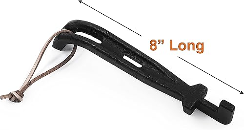 Miniatura 4 de DELSbbq Paquete de 2 elevadores de parrilla de parrilla, elevador de rejilla de cocción de hierro fundido, herramienta universal para la mayoría de