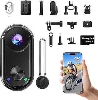 4K 64GB Mini Action Cam,Tragbares Mini Körperkamera,6-Achsen Stabilisierung Body Cam,WiFi Magnetische POV Camera,40M Unterwasserkamera,20MP und Montagezubehör