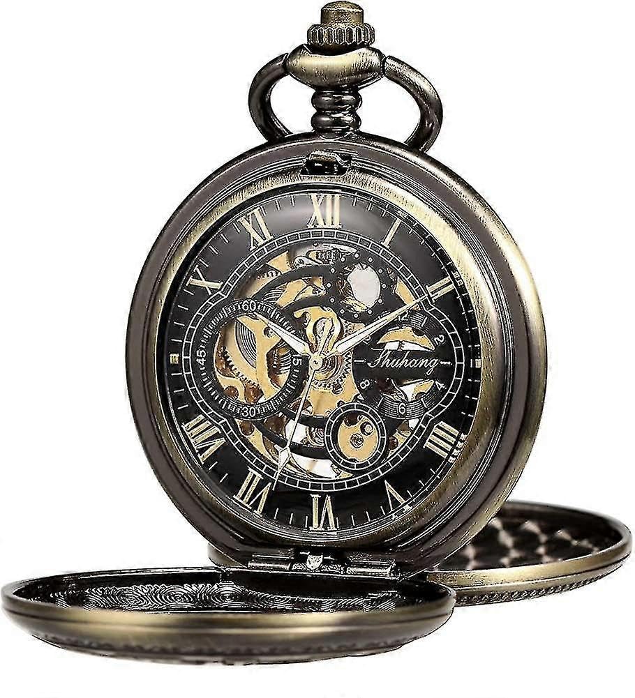 Orologio da taschino da uomo, analogico, al quarzo, con collana e catena