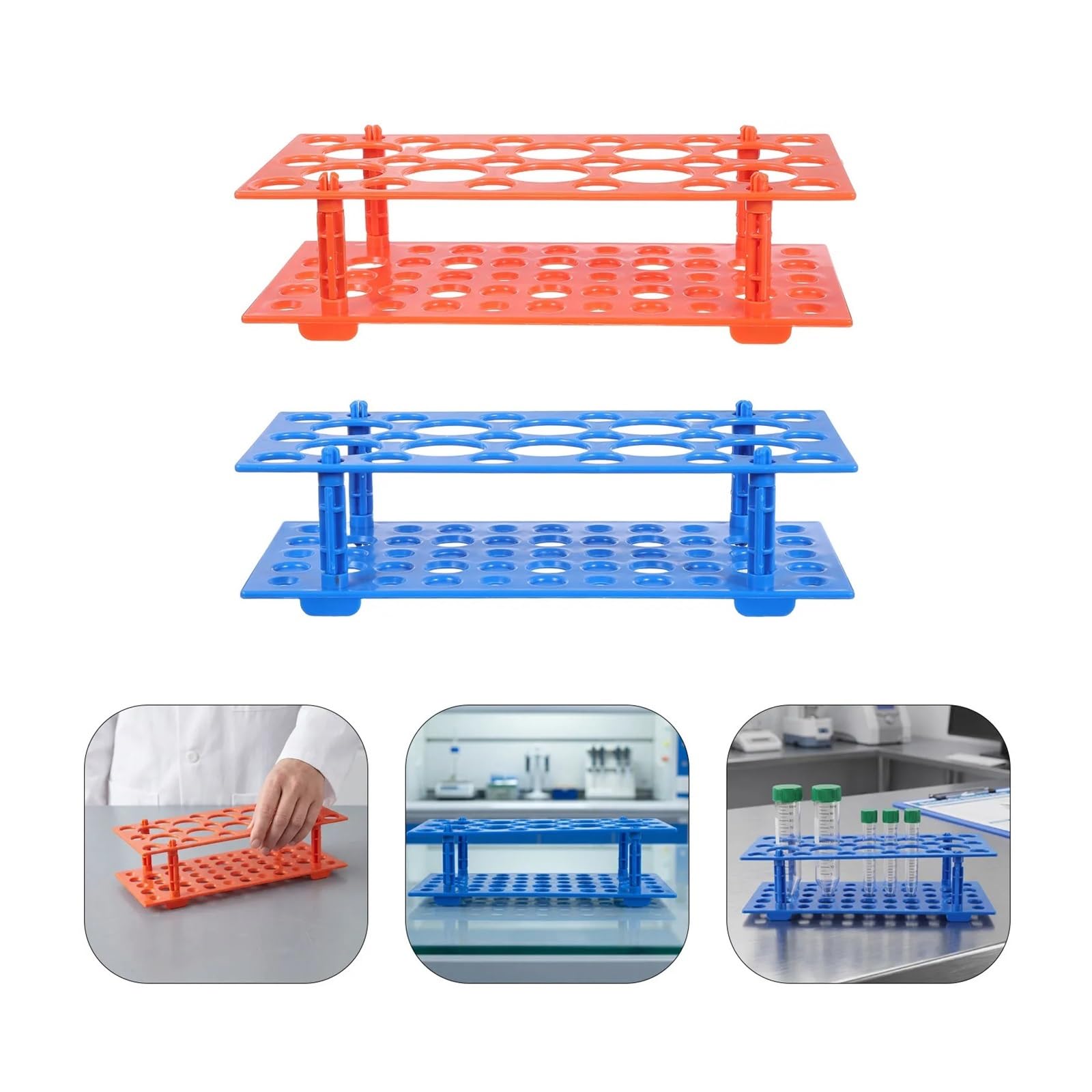 6-teiliges Labor-Reagenzglasgestell aus Kunststoff, Zentrifugenhalter | Stabiler Aufbewahrungsständer for 10 ml, 15 ml, 50 ml Proben