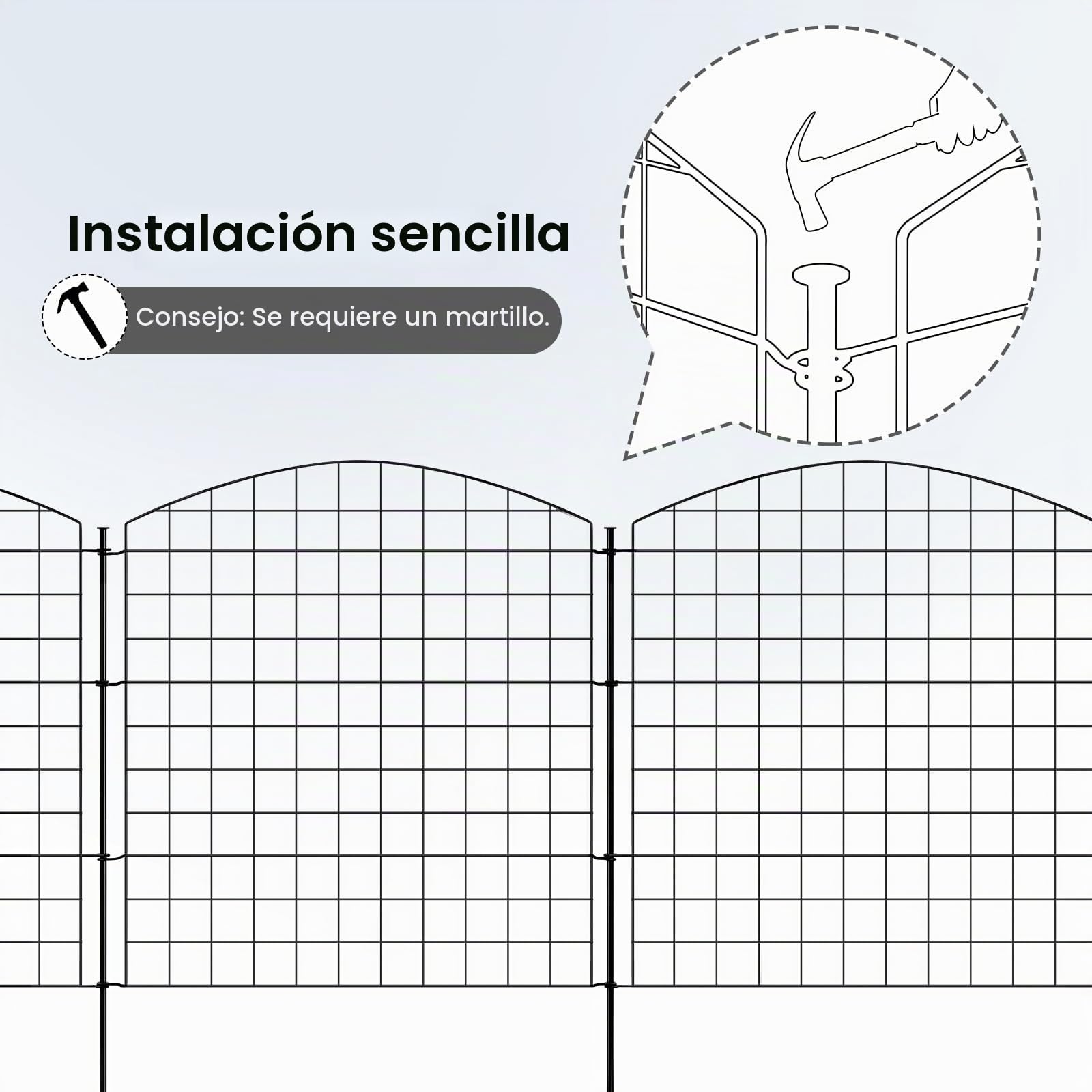 WOLTU Vallas Decorativas para Jardín, Set de 10 Vallas de Jardín, Delimitador de Bordes, Vallas Metalicas con Piquetas, Bordes de Césped, Barrera para Animales, 78x70 cm, Negro
