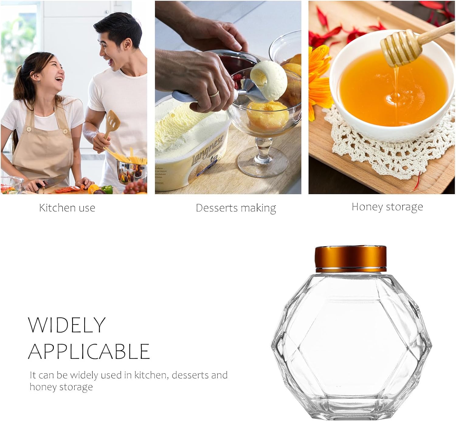 Cabilock 4pcs Honey Jar Glass Bottles with Lids, Spiral Design