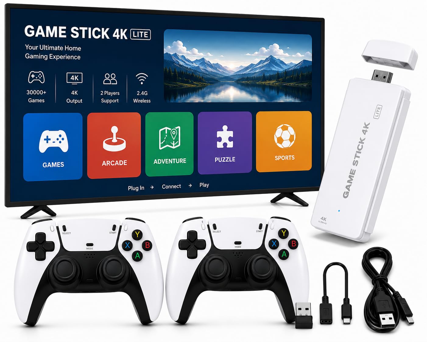 4K Retro Game Stick for TV with 30,000+ Built-in Games, Wireless Dual Controllers, HDMI Plug & Play Video Game Console, 128GB TF Card, 2 Player Gaming System for Kids & Adults-image-44