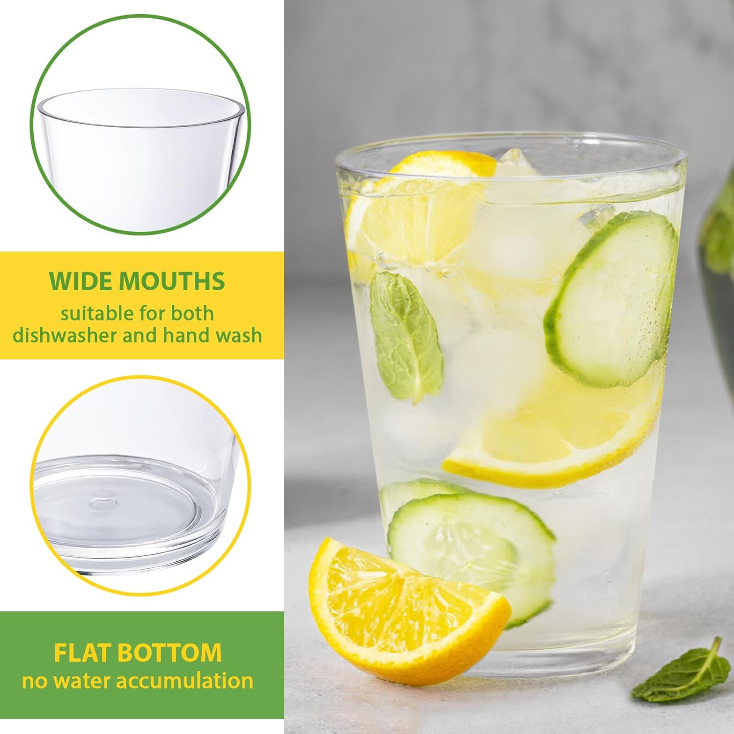 32 OZ Large Plastic Cups Reusable,Shatterproof Drinking Glasses, Stackable Glasses Drinking Set, Plastic Cups for Kitchen,Poolside,Party, House,BPA-Free,Dishwasher Safe,Sets of 6 - Image 6