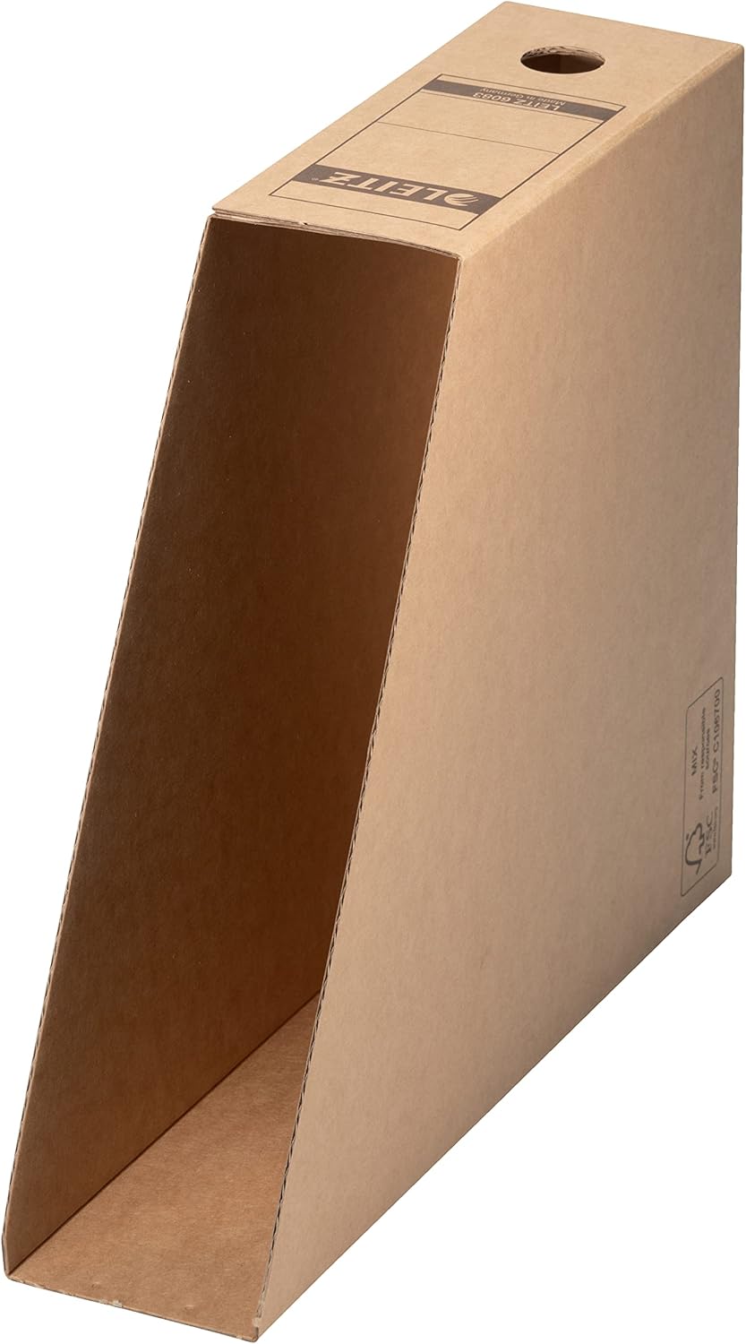 Leitz Premium Archive Magazine Files, 80 mm Spine Width, Archive Boxes Ideal for Storing and Storing Magazines and Folders in A4 and US Format, Magazine Rack, Pack of 10, Brown, 60830000