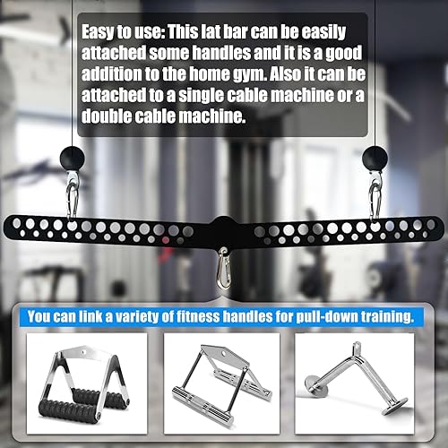 Miniatura 4 de KORIKAHM Barra desplegable LAT de agarre múltiple para gimnasio en casa, placa esparcidora, accesorios para máquina de cable con sistema de poleas,