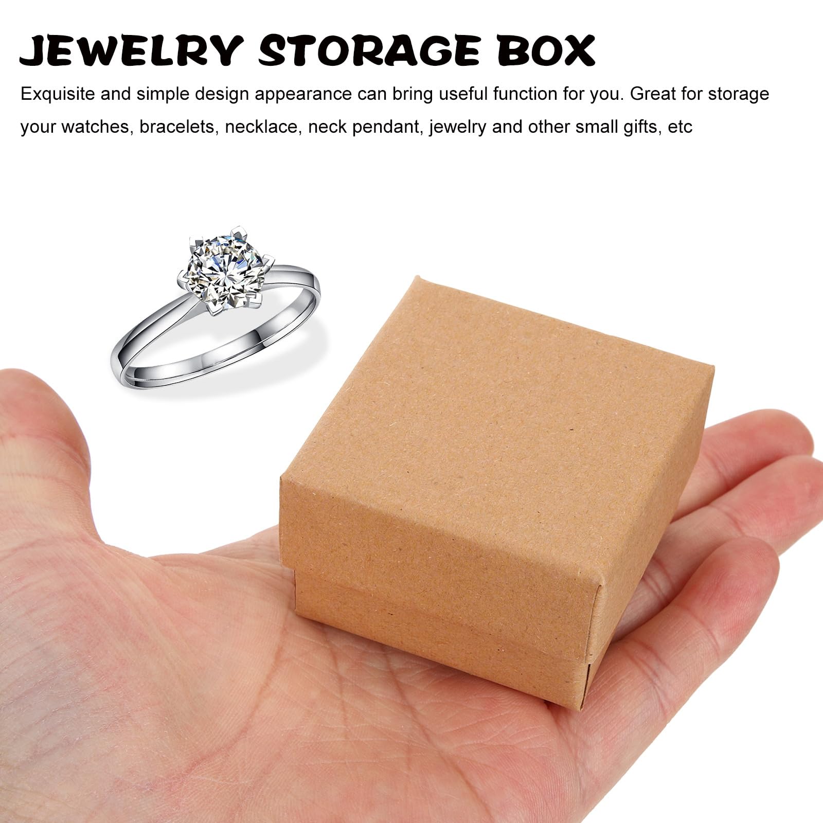 Lot de 50 Coffrets à Bijoux en Carton Kraft Marron, Boîte de Rangement Sûre et Élégante pour Bracelets et Colliers, pour Anniversaire ou Saint-valentin