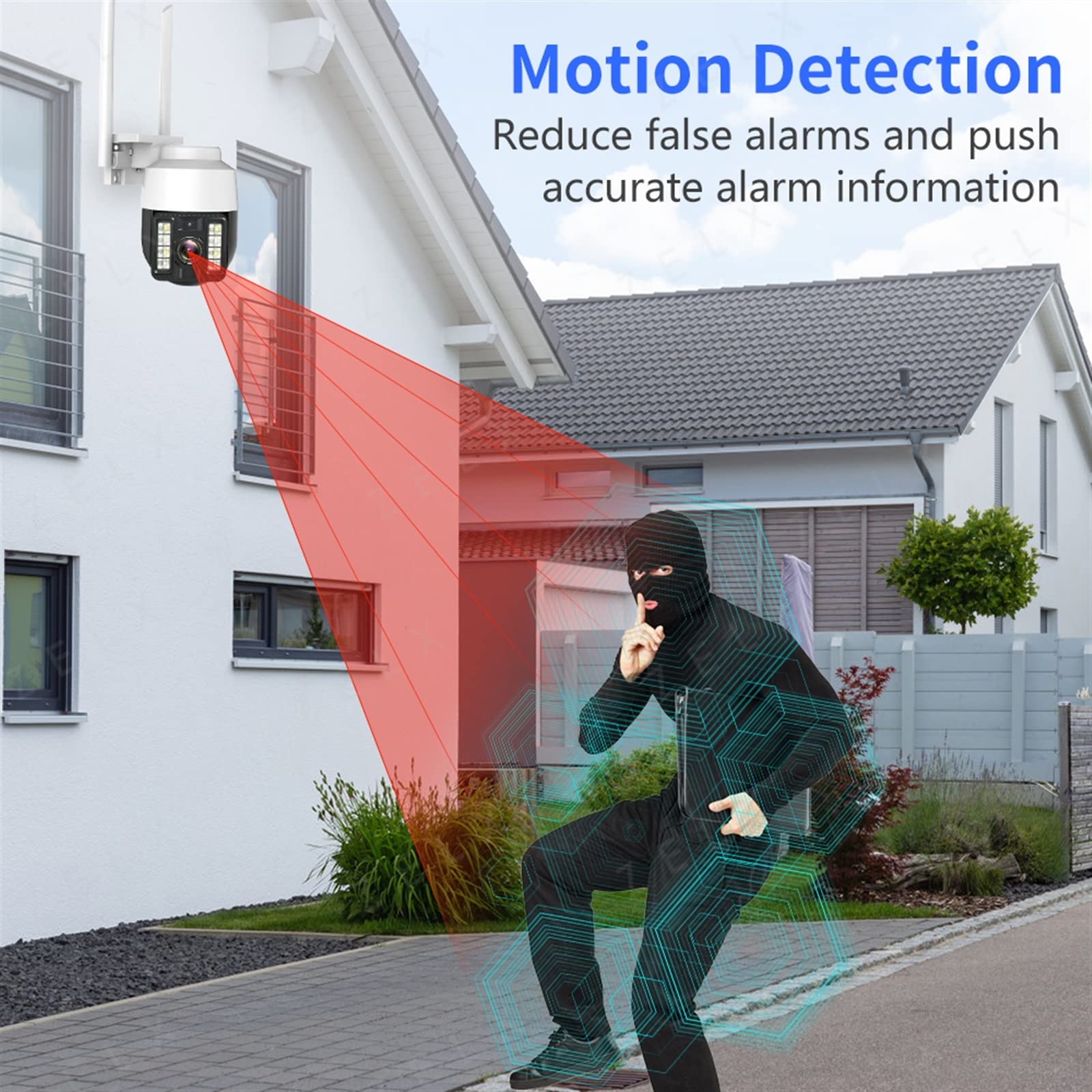 Kamera bezpieczeństwa, Kamera IP 3MP PTZ kolor zewnętrzny IR Night Vision dwukierunkowy dźwięk Mini domowa kopuła P2P bezprzewodowa kamera bezpieczeństwa nadzoru(Tuya 3MP Cam)
