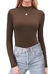 Zeagoo Long Sleeve Mock Neck Tops for Women Slim Fit T Shirts Basic Tee Casual Thermal Shirts