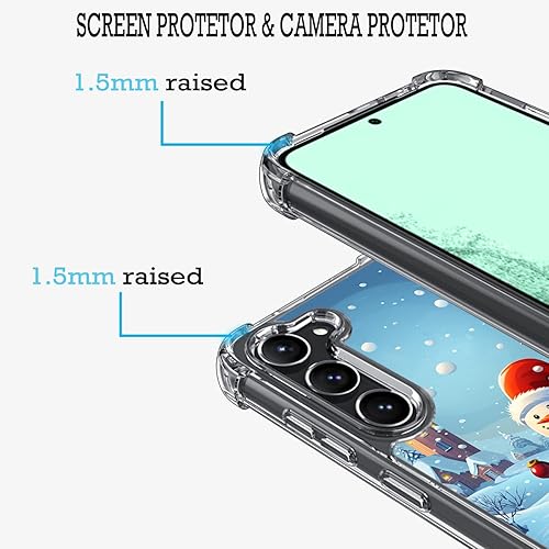 Miniatura 2 de Gifun Funda de muñeco de nieve de Navidad para S23, policarbonato duro + TPU parachoques funda protectora transparente compatible con Samsung Galaxy