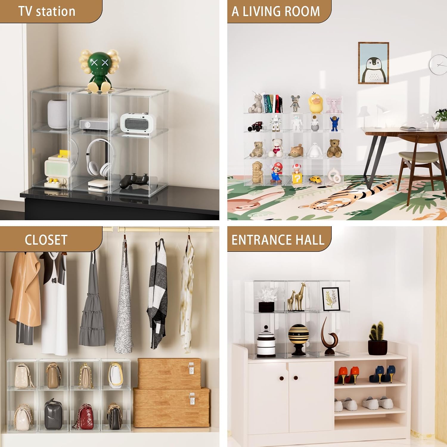 Purse Organizer for Closet, Purse Storage Box a Single Stacked Unit, Clear Acrylic Display Case for Handbag Organizer, Plastic Storage Bins for Toy, Book, Collectibles, Cosmetic - Image 7