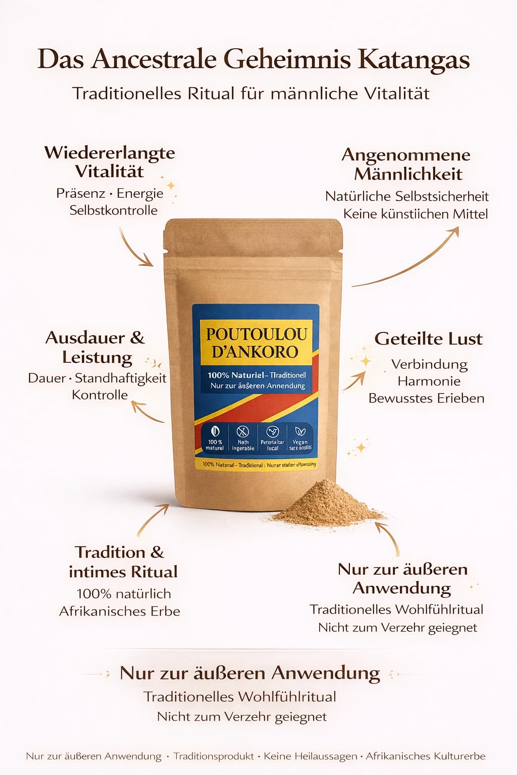 Ankoro,poutoulou 100% naturale del Congo. Afrodisiaco biologico, ritardante premium in polvere bio super potente (prima qualità pura, non miscelato) sacchetto con cerniera da 10 grammi per 15-25