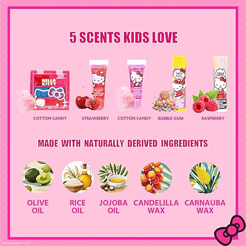 Miniatura 3 de Hello Kitty - Juego de estuche de maquillaje cosmético que incluye tubo de brillo de labios, bálsamo labial, brillo de labios compacto para niñas de