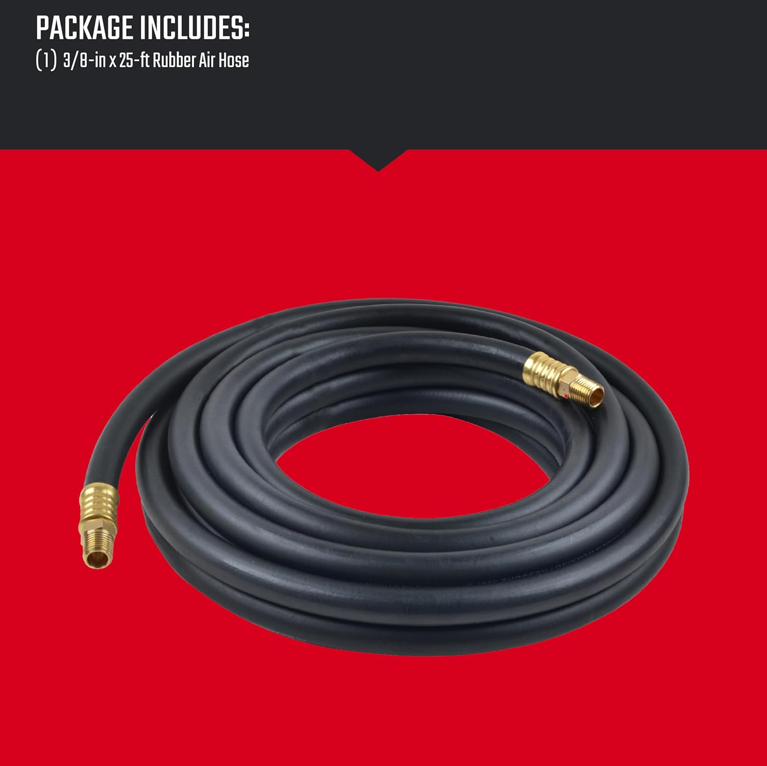 CRAFTSMAN 3/8-in x 25-ft Rubber Air Hose, 300 PSI, Oil and Abrasion-Resistant, Flexible in Cold Weather
