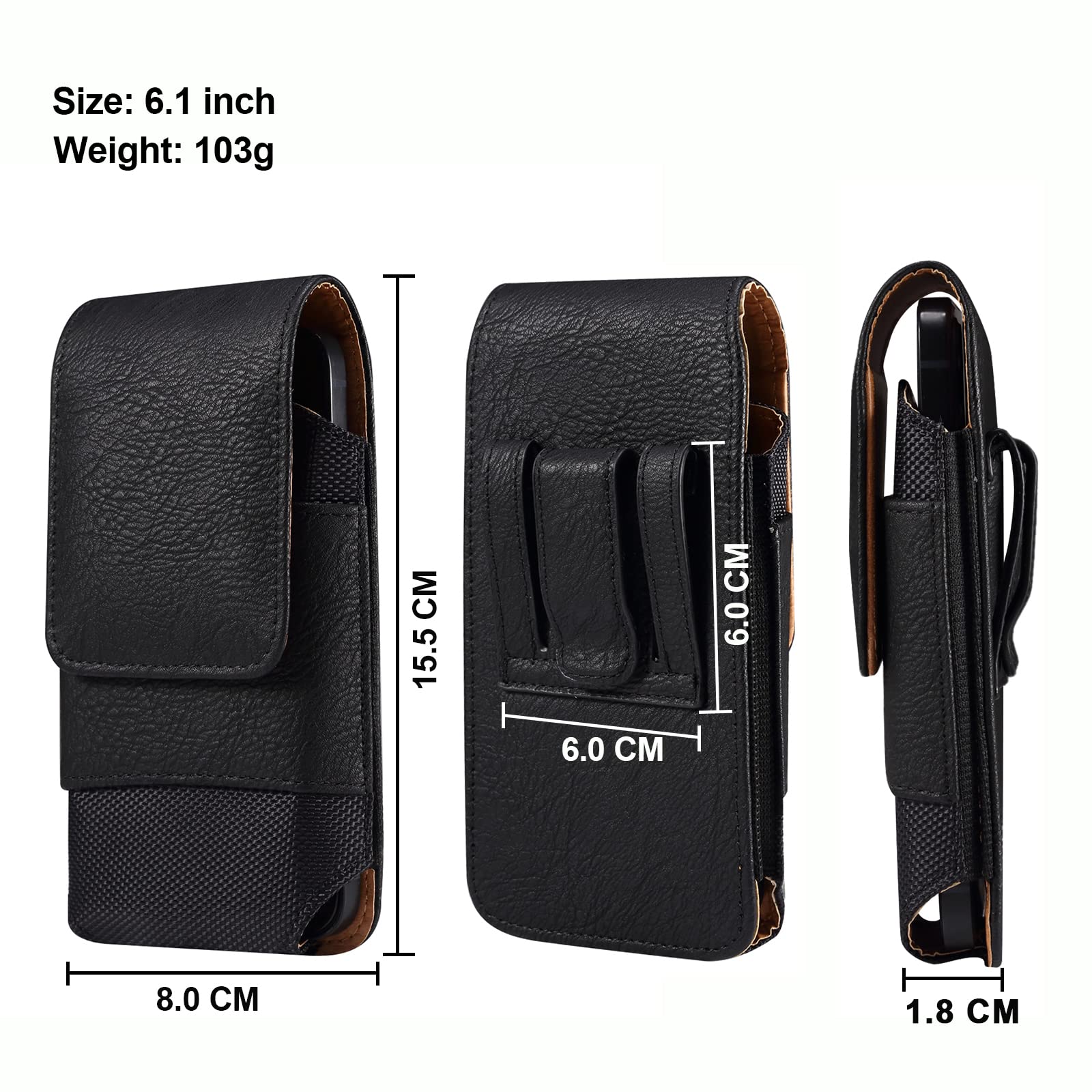 Mobile Phone Bag Waist Holster Leather, Cell Phone Holster with Belt Loop - Image 2