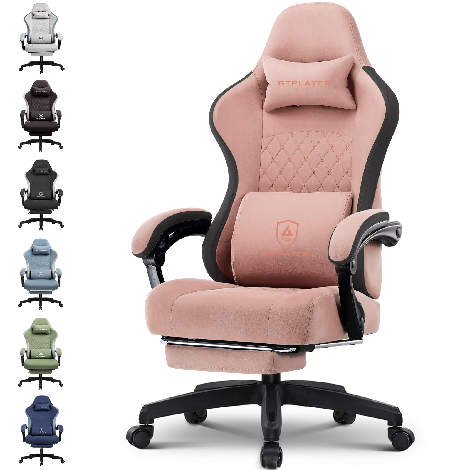 GTPLAYER Gaming Chair, Computer Office Chair with Pocket Spring Cushion, Linkage Armrests and Footrest, High Back Ergonomic Computer Chair with Lumbar Support Task Chair with Footrest
