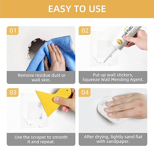 Miniatura 4 de Kit de reparación de parches para paneles de yeso con raspador, parches de reparación de pared de 2 pulgadas, pasta de reparación de pared, agente