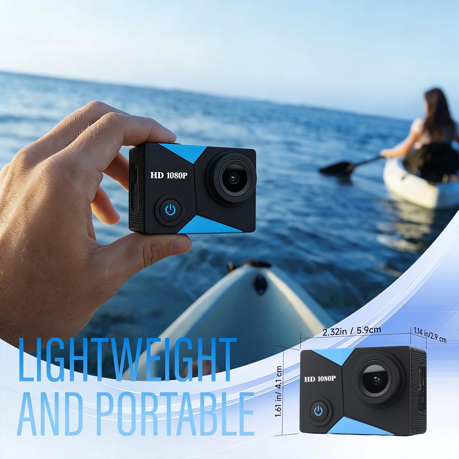 Action Camera Wide Angle 1080P Sports Camera 32GB Memory Card Action Cam 131ft Underwater Waterproof with 2 X Batteries with Accessories Kit Suitable for Helmet, Bicycle, etc.