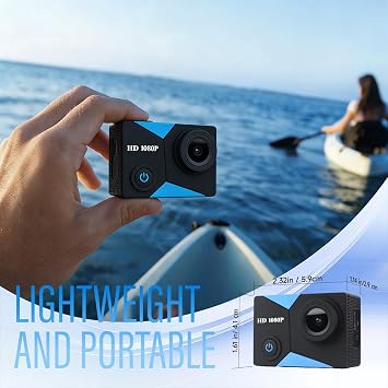 Waterproof Action Camera 1080P HD Sports Cam with 2 LCD Screen | 30m diving case, two rechargeable batteries, complete mounting kit for cycling, snorkeling & daily vlog shooting