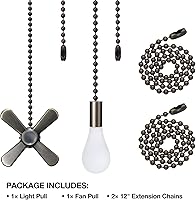 Vista 6 de SmoTecQ Extensor de cadena de ventilador de techo ultra largo, integrado con bombilla decorativa de vidrio esmerilado y cable de ventilador