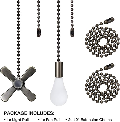 Miniatura 6 de SmoTecQ Extensor de cadena de ventilador de techo ultra largo, integrado con bombilla decorativa de vidrio esmerilado y cable de ventilador