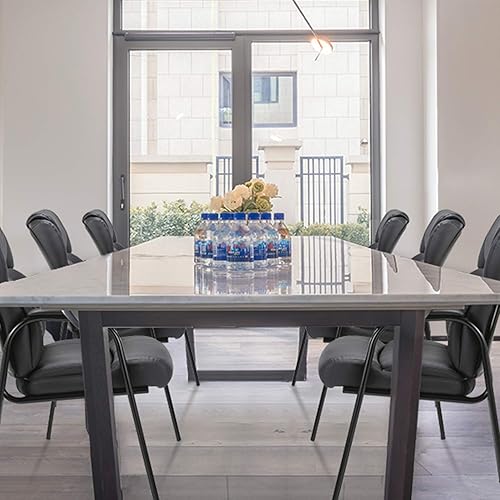 Miniatura 8 de CLATINA Silla de invitados para sala de espera con reposabrazos acolchado silla de invitados de cuero para recepción reuniones conferencias oficina