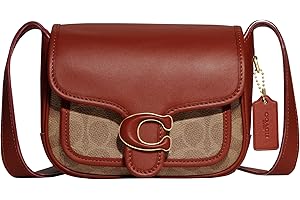 Coach Sling Bags for Women - Coated Canvas Signature Tabby Messenger 19, Tan Rust