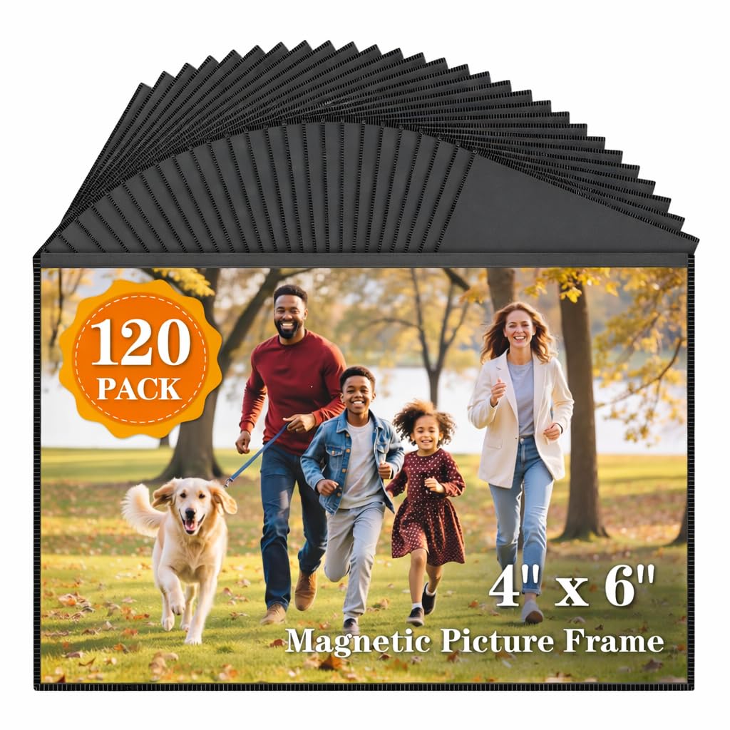 Cadres photo magnétiques pour réfrigérateur Lot de 120 noir 10x15 cm