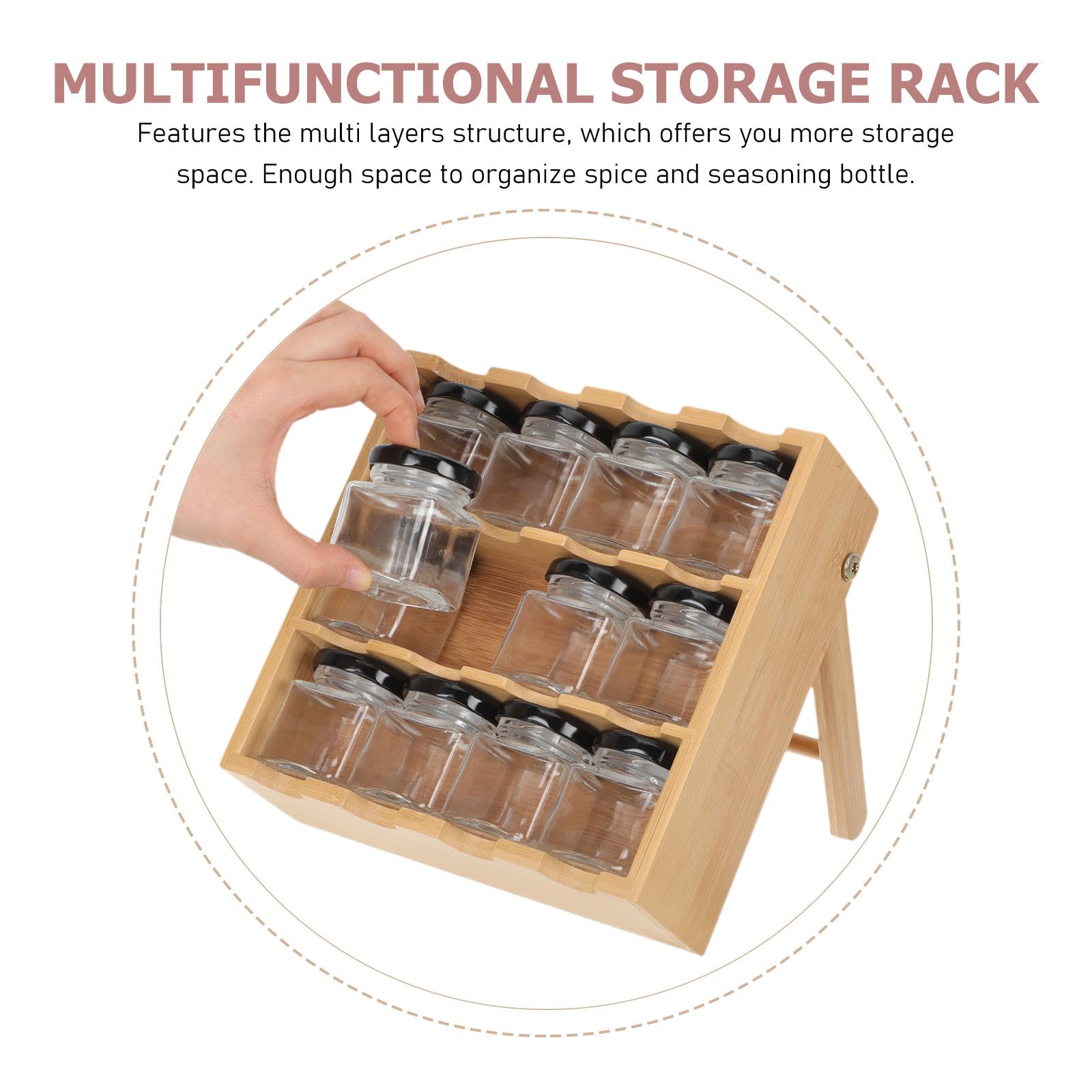 PRETYZOOM 1juego Estante para Especias de Madera con Compartimentos Soporte de Almacenamiento Grande para Botellas de Condimentos Organizador de Cocina de Mesa o Pared para Mantener Orden