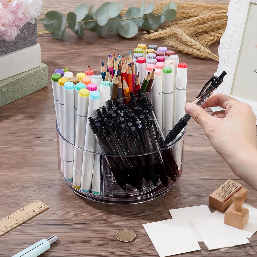 AHANDMAKER 1 portapenne per scrivanie da scrivania girevole a 360 gradi, organizzatore trasparente per riporre penne, tazza, accessori da scrivania, organizzatore per ufficio, casa, trucco