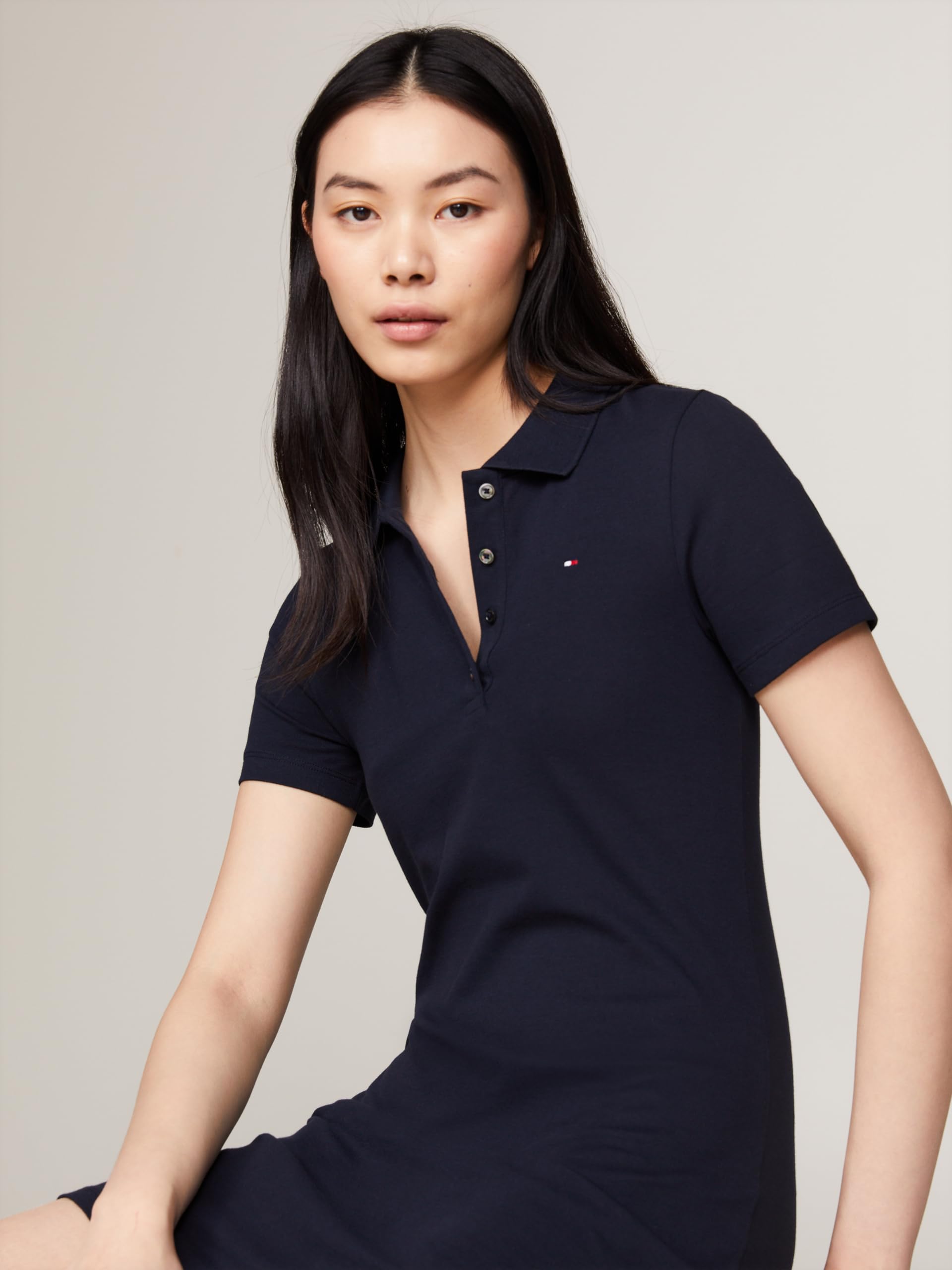 Tommy Hilfiger Donna Abito a Polo 1985 Pique Slim Fit