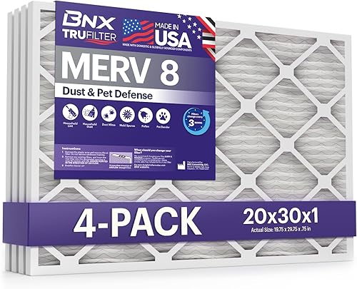 Miniatura 244 de BNX TruFilter - Filtro de aire 14 x 25 x 1 MERV 8, electrostático plisado para defensa contra polvo y mascotas, para aire acondicionado, HVAC
