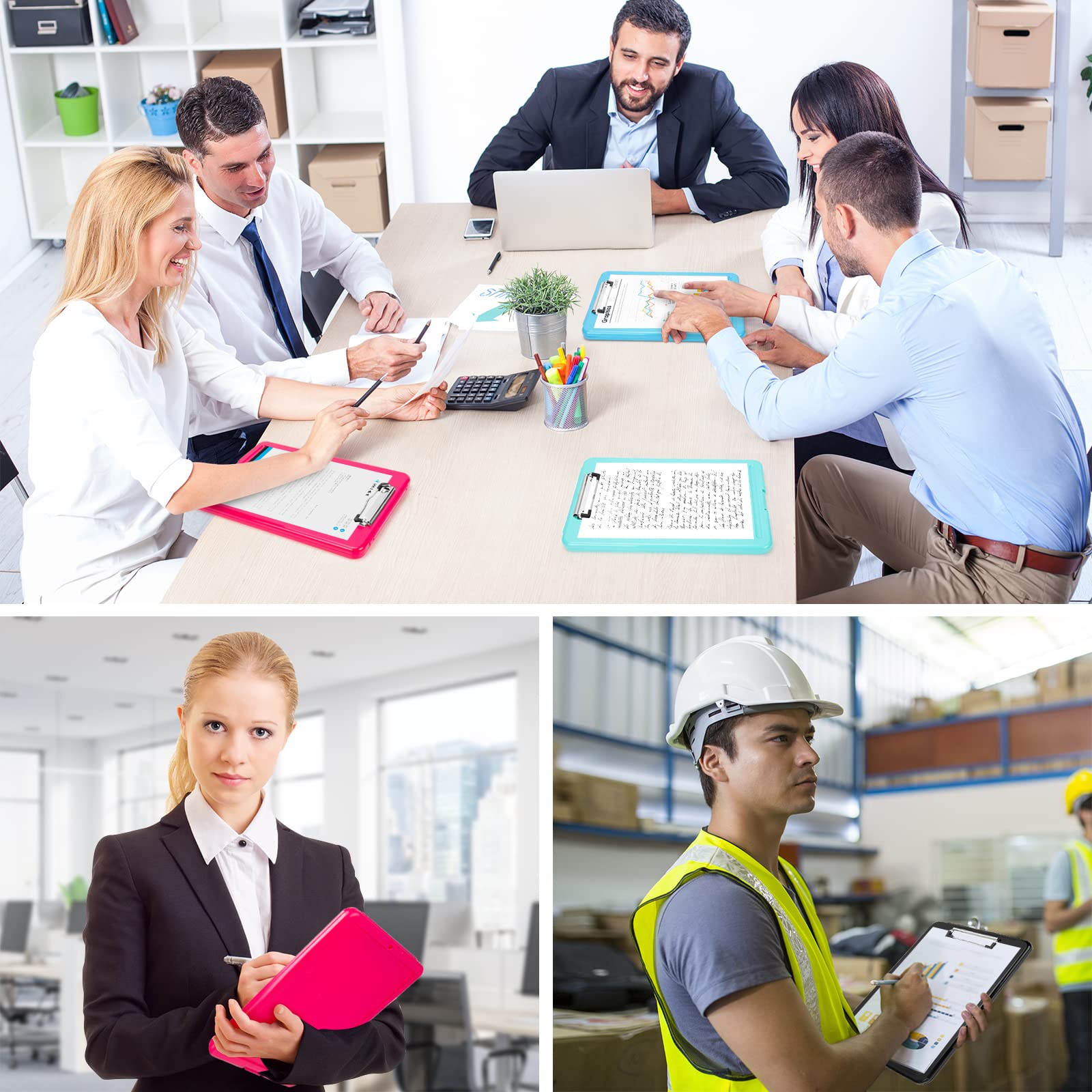 6 Pack Plastic Clipboard with Storage, IKAYAS Heavy Duty 9.5 x 13.8 Inch Translucent Metal Storage Clipboard Paperboard Nursing Clipboard for Classroom, Office, School, Hospital