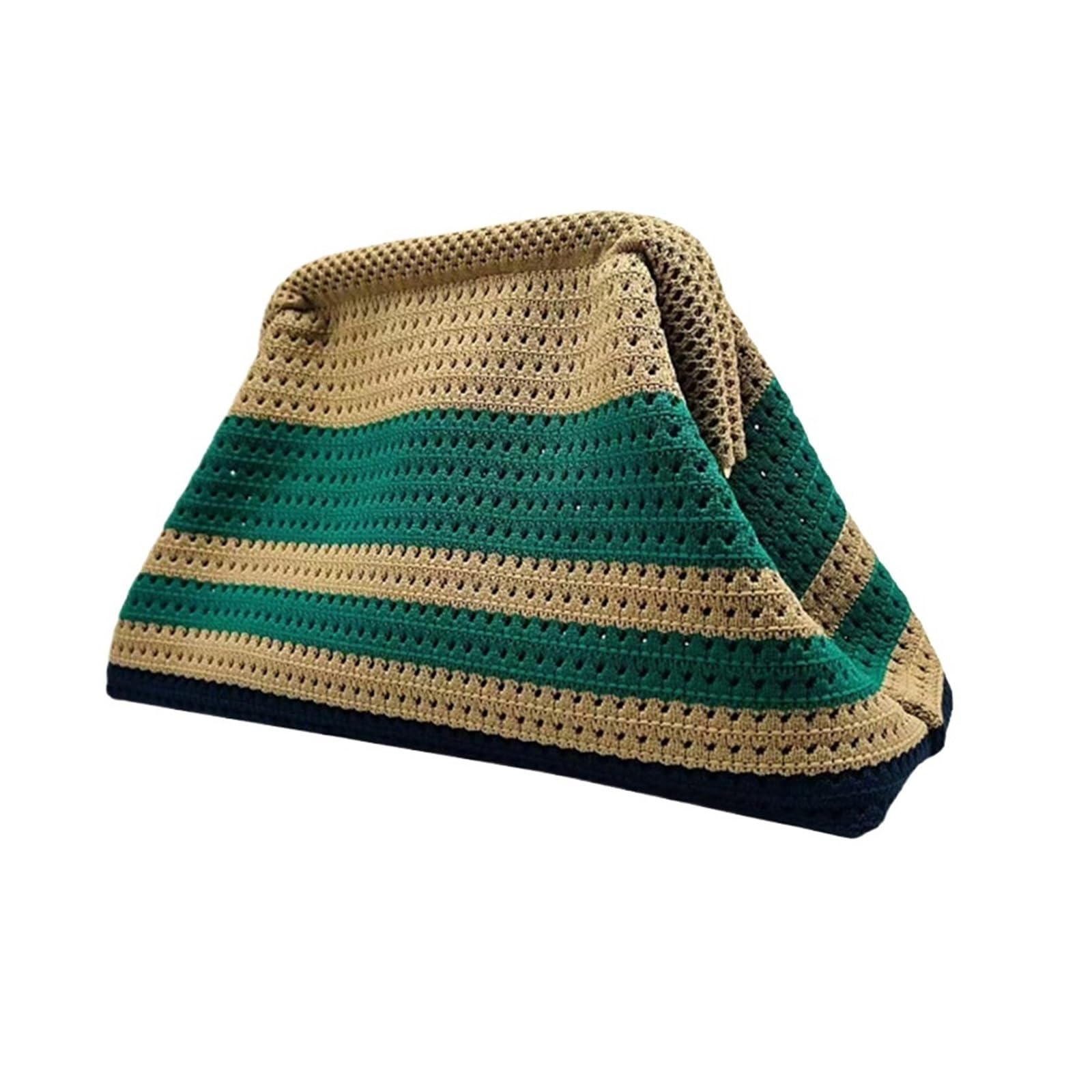 Borsa a tracolla da donna a righe colorate lavorate a maglia sera all'uncinetto cava spiaggia estiva for gnocchi intrecciata a mano Per Donna(Green)