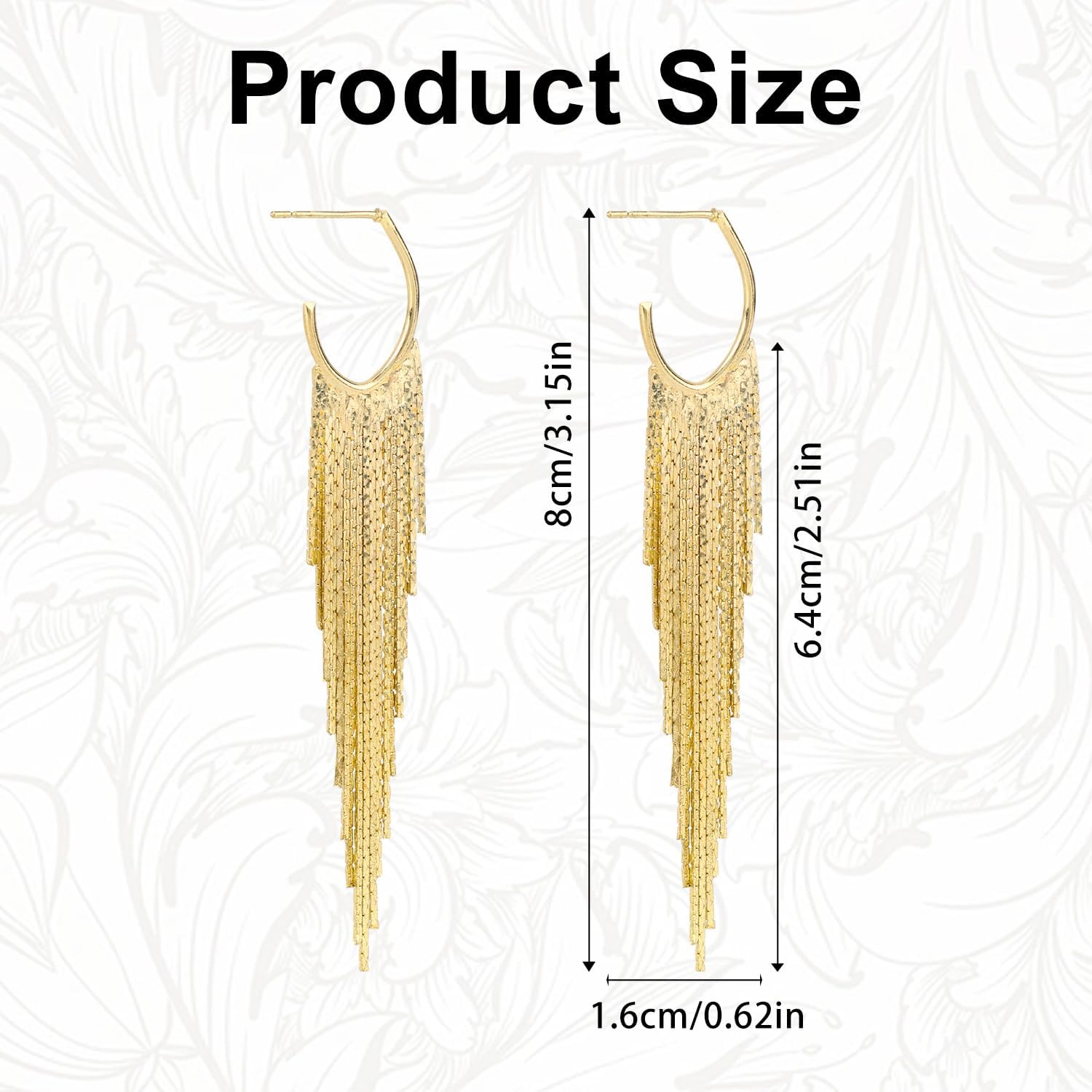 Tassel Earrings for Women, Gold Dangling Semi-Open Fringe Earrings Long Chain Drop Chic Statement Jewelry Party Wedding Prom Daily Wear - Image 2
