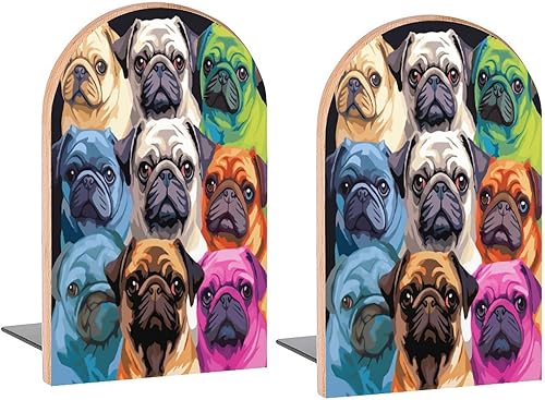 Miniatura 6 de Sujetalibros decorativos de madera con diseño de zorro rojo para estantes, habitación de los niños, oficina en casa, tapones de libros para