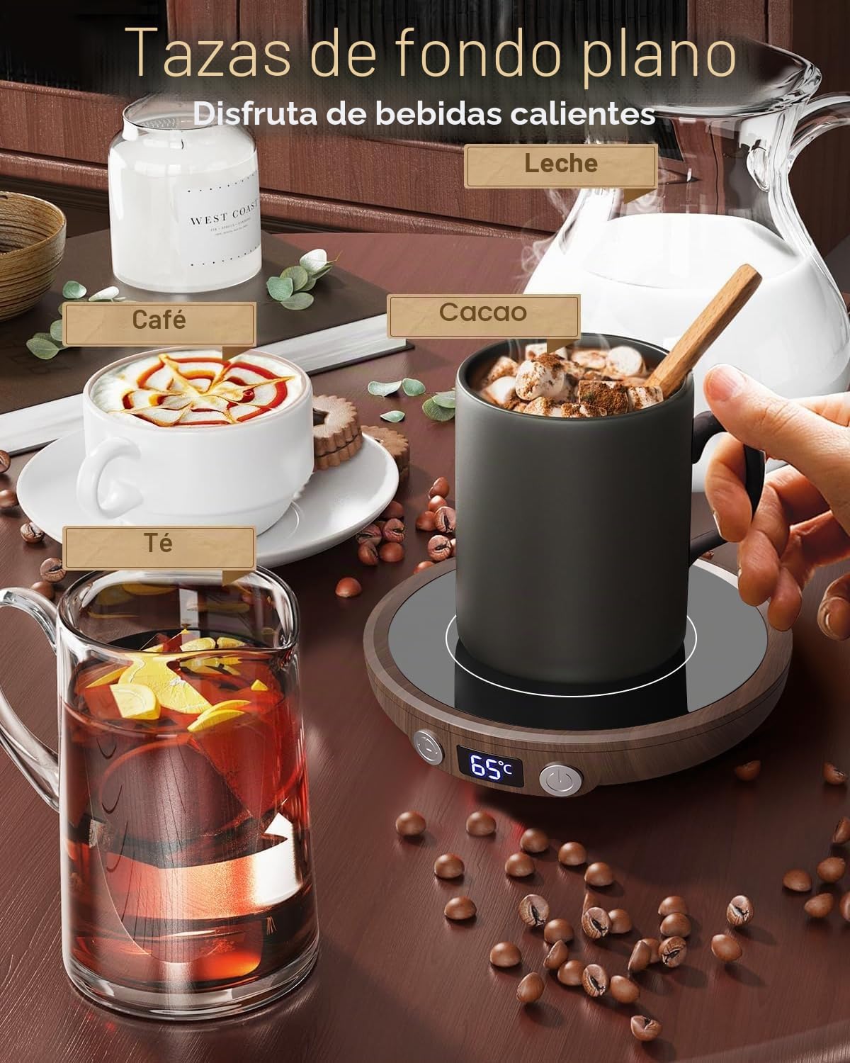 Calentador de Tazas,MQFORU Calentador de Tazas de café,Calentador de Tazas con 3 ajustes de Temperatura,Temporizador de 2-12H Apagado automático de 4 Horas Placa calentadora de Velas