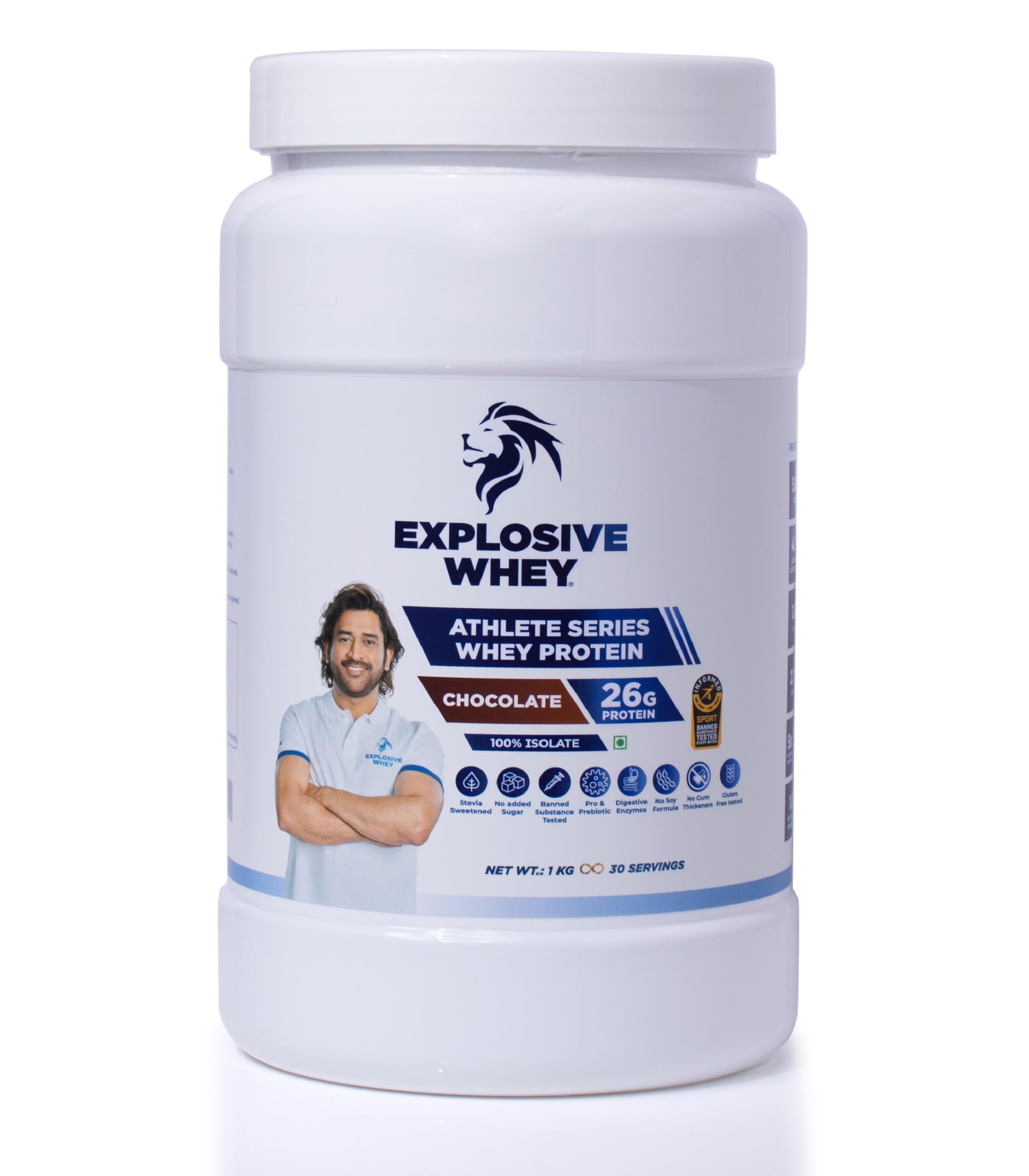 Explosive Whey Athlete Series Whey Protein 100% Isolate - 1kg | Trusted by M.S. Dhoni & Kedar Jadhav | Informed Sport Certified | Muscle Support & Recovery - 26g/Serving (Chocolate) (B0CZ42BZZ9) Amazon Price History, Amazon Price Tracker