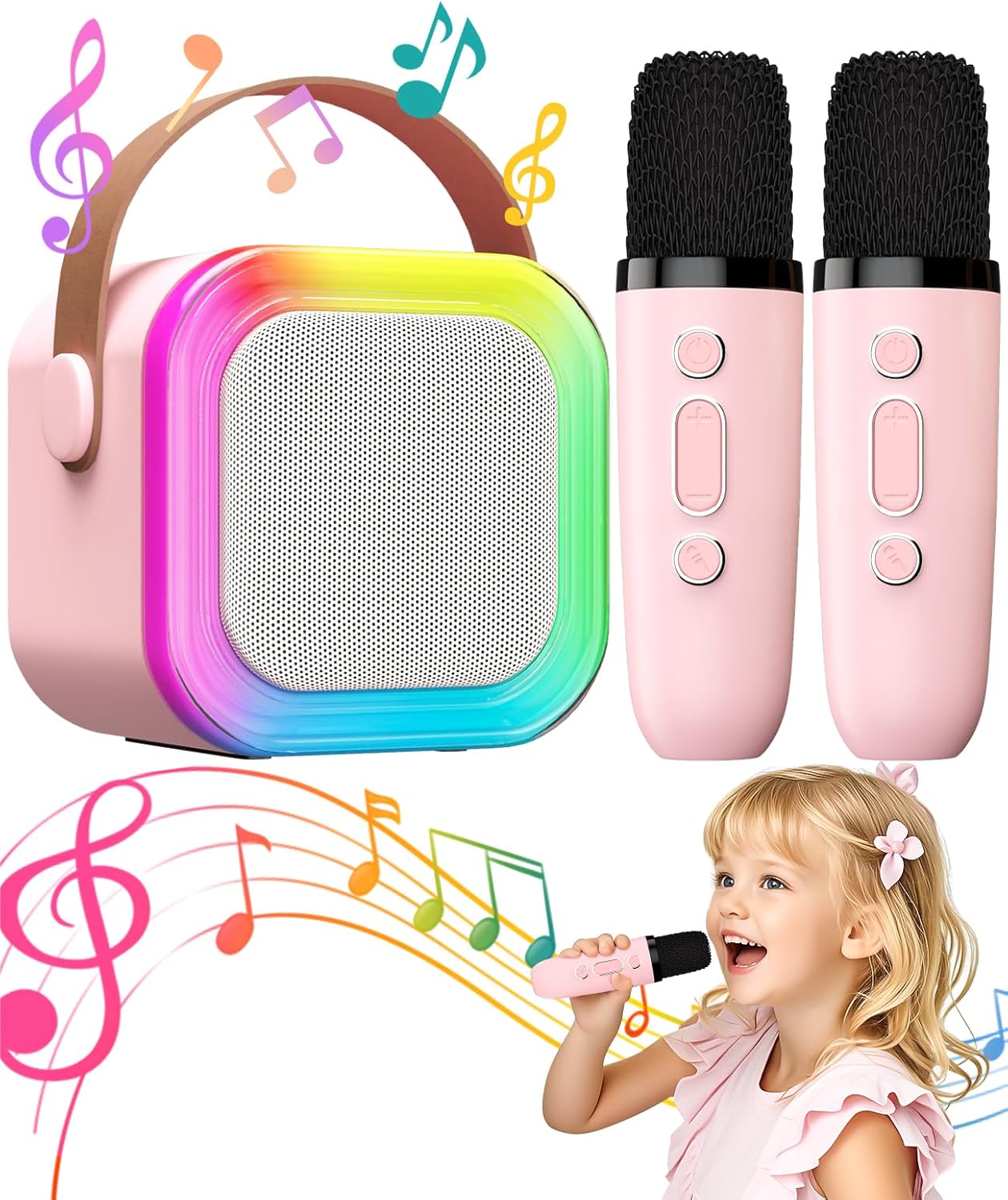 Kids Karaoke Machine for Microphone Toys Gifts for Teen Girls Age 6-8 for Kids 4 5 7 9 6 8 10 Year Old with 2 Microphone Birthday Ideas