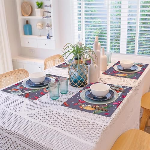 Miniatura 8 de Bird Pattern Design Placemats Set of 4 Table Mats Washable Placemat Waterproof Place Mats for Party Home Dining Table Decor 18x12 in