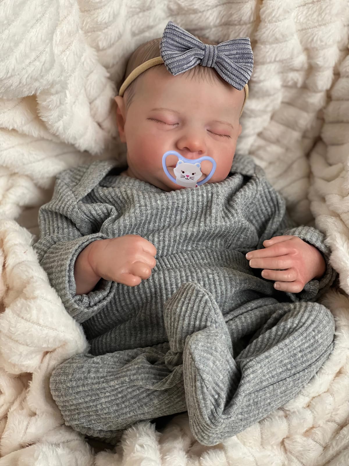 MineeQu 19 cali Premie Baby Doll Realistyczna odrodzona laleczka bobas Wykonana z silikonu winylu Pełne ciało Anatomicznie poprawne śpiące Nowonarodzone lalki Dziewczyna Wyglądają jak prawdziwe