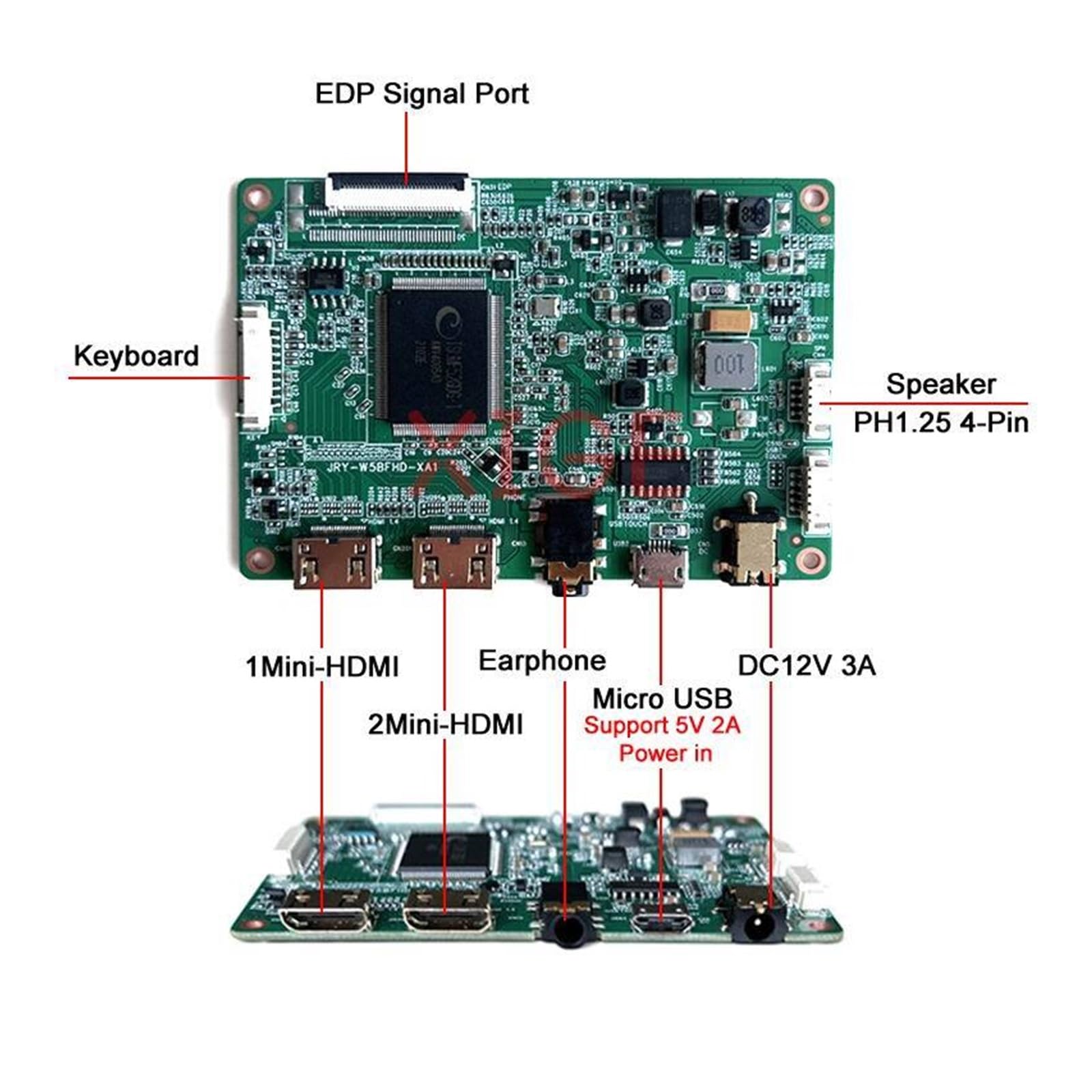 Placa Controladora Compatible con HB140FH1 NT140FHM NV140FHM Kit Pantalla De Ordenador Portátil 14 "30 Pines EDP 1920 * 1080 Compatible con HDMI Mini USB Micro Accesorios(For HB140FH1-401)