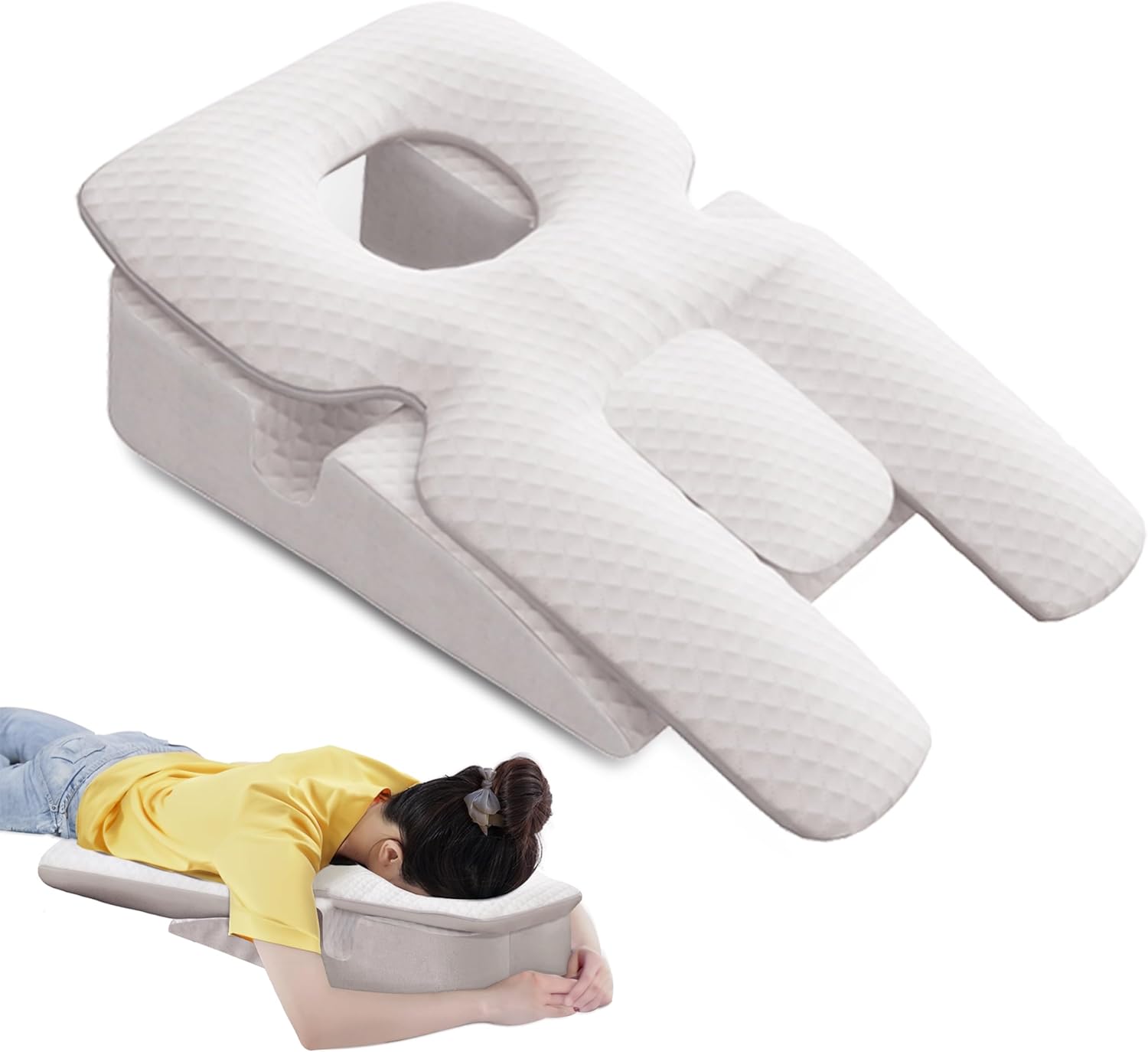 Daneey Face Down Pillow for Sleeping After Surgery – Prone Recovery Pillow with Breathing Hole for Bed, Eye, Retina, Nose Surgery, Massage or BBL Recovery