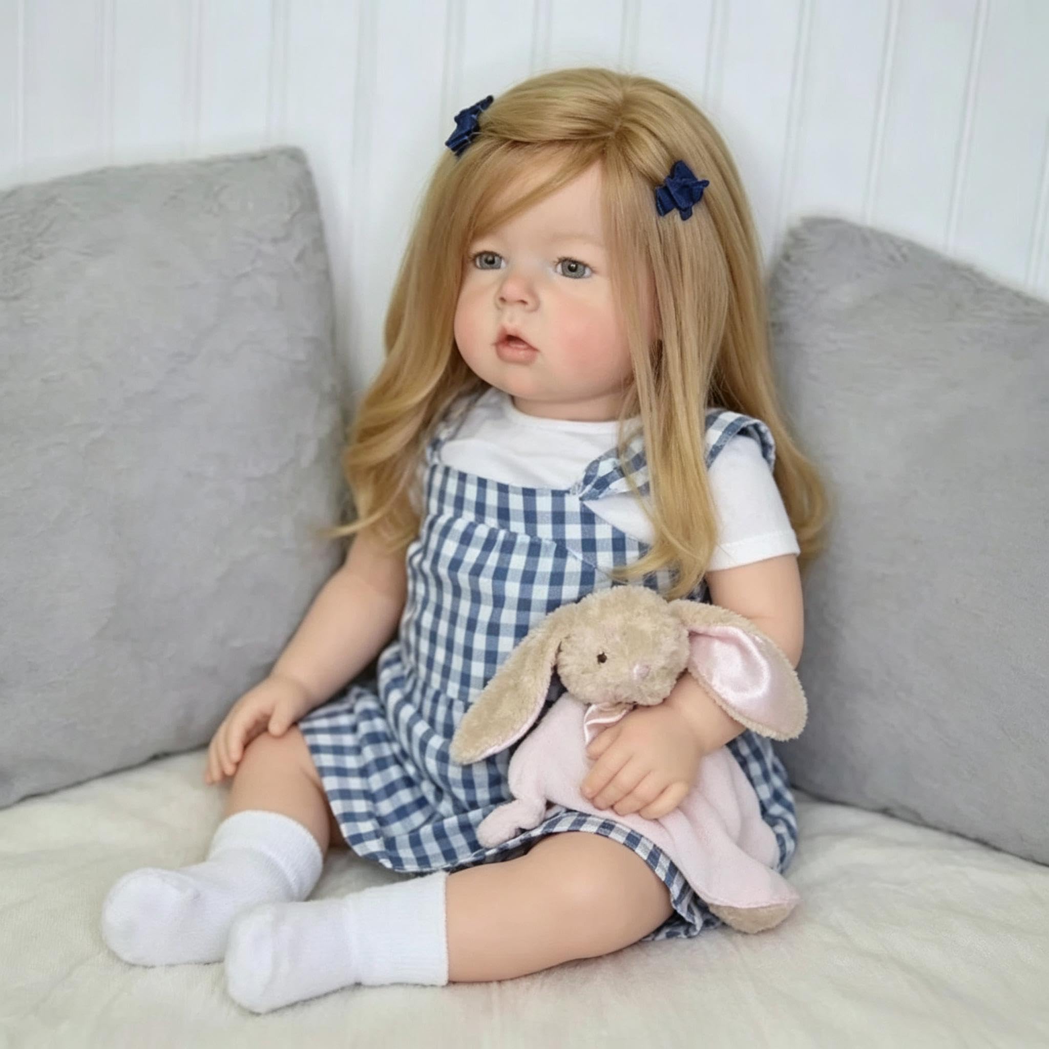 RXDOLL 71 cm Reborn lalki dla maluchów, miękkie, winylowe kończyny, tkanina, ciało, realistyczne lalki dla dziewczynek z ukorzenionymi włosami, realistyczna lalka noworodka, prawdziwy rozmiar, Reborn