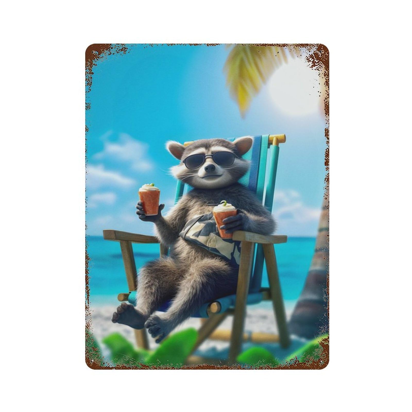 Healing The Beach Rusty Metal Tin Sign 15.7"x11.8", Ideal for Shed, Workshop And Garage Wall Decor