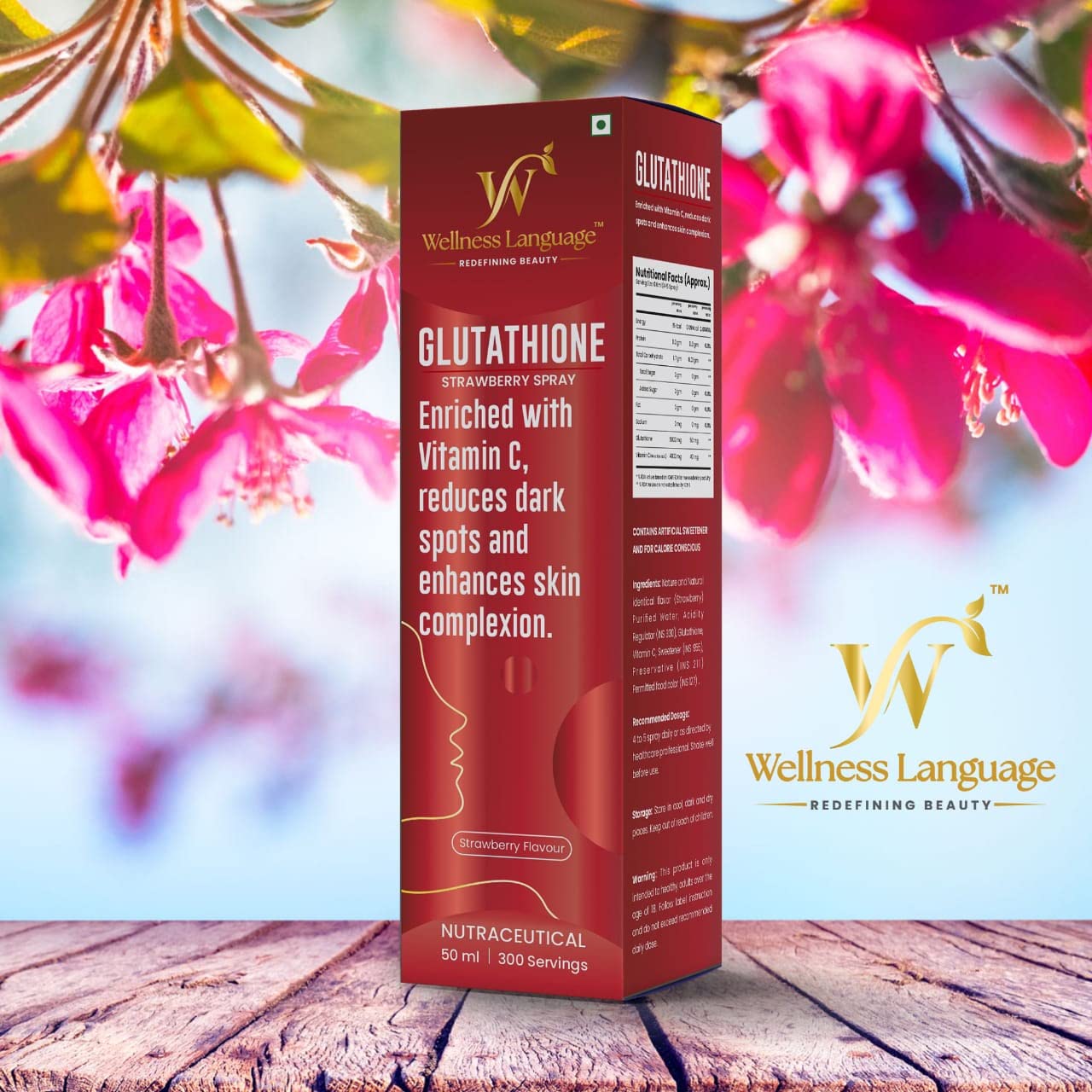 Glutathione spray With Vitamin C (Sublingual Intra-Oral Spray) For Skin whitening and brightening. (1)