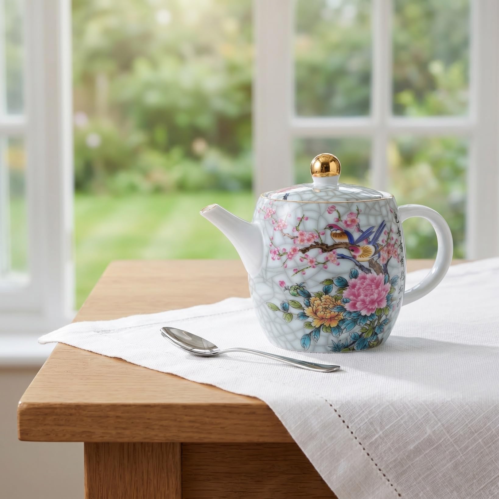 Cabilock 1 taza de café de cerámica decorativa, hervidor eléctrico, tetera con pájaros, ortiga, bebida, infusor de té, tetera pequeña, cerámica