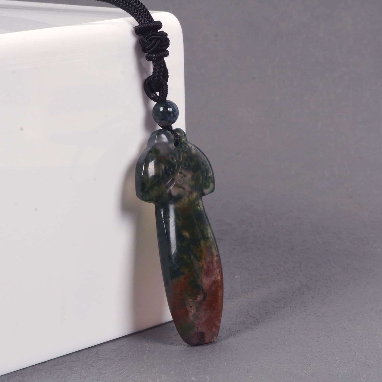 Justinstones Natural Moss Agate Multiple Shapes Freeform Beads Pendant Hand Weaving Cord Necklace Adjustable Braided Cord Necklace 18 to 28 Inch - Image 3