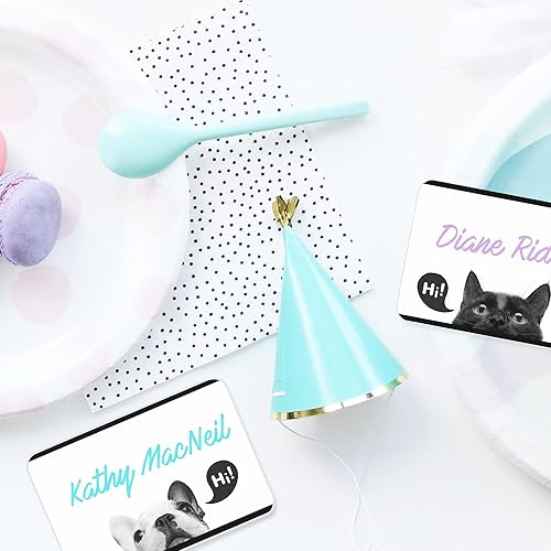 Miniatura 7 de Avery Etiquetas de nombre de animales lindos de alta calidad, Bulldog, gato, panda, oso, sin levantamiento, sin rizos, 80 calcomanías de nombre